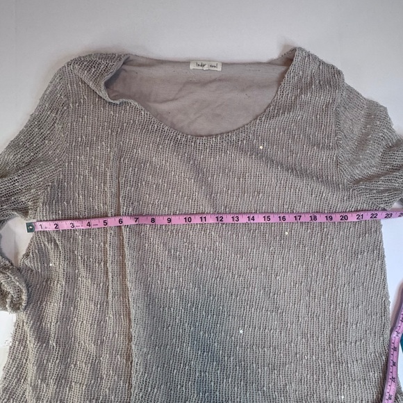 Indigo Soul Beige Sheer Knit Lace Hem Tunic Top | 2XL - Picture 10 of 14